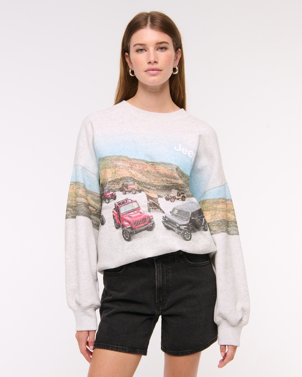 Jeep Vintage Sunday Crew, Light Gray view 1