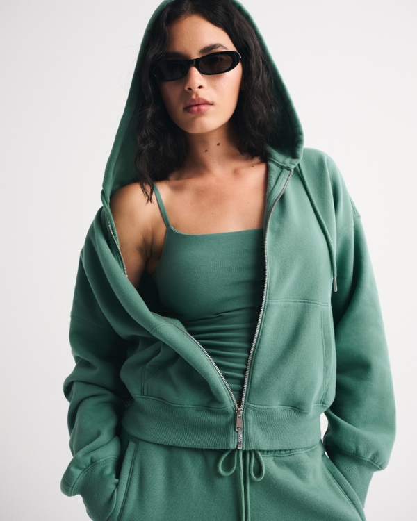 Essential Sunday Hooded Full-Zip, Green view 1