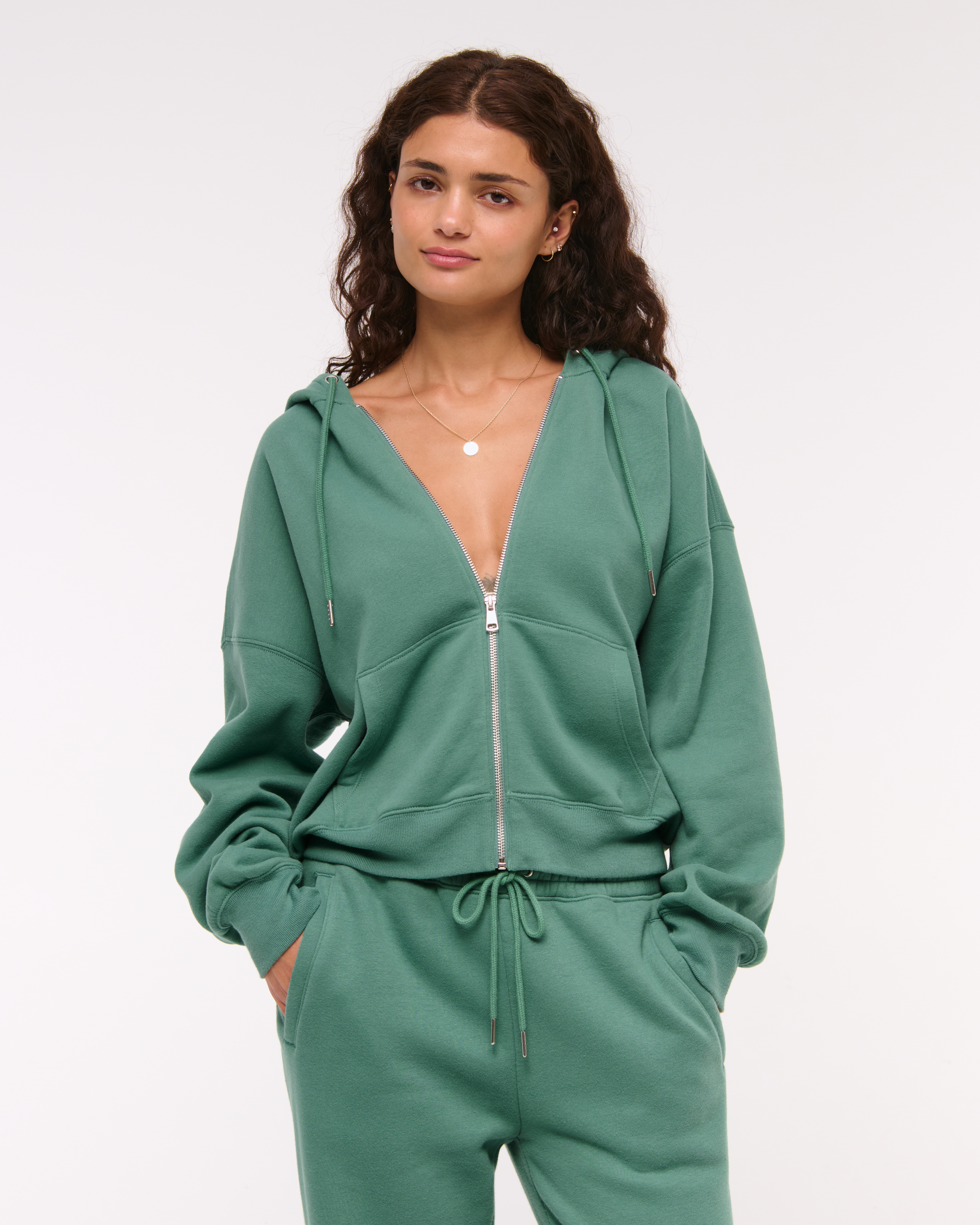 Abercrombie & Fitch Sunday Hooded Full-zip In Green