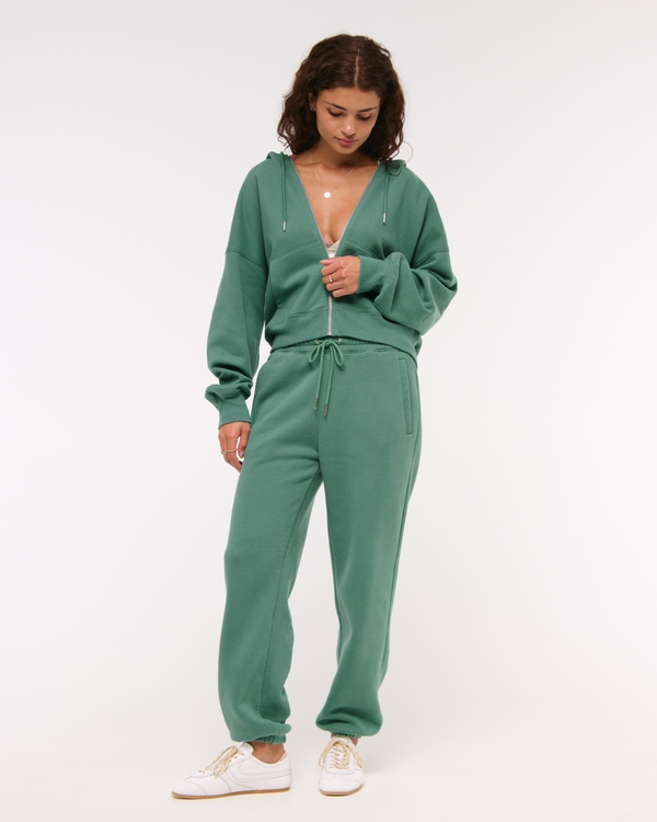 Essential Sunday Hooded Full-Zip, Green view 2