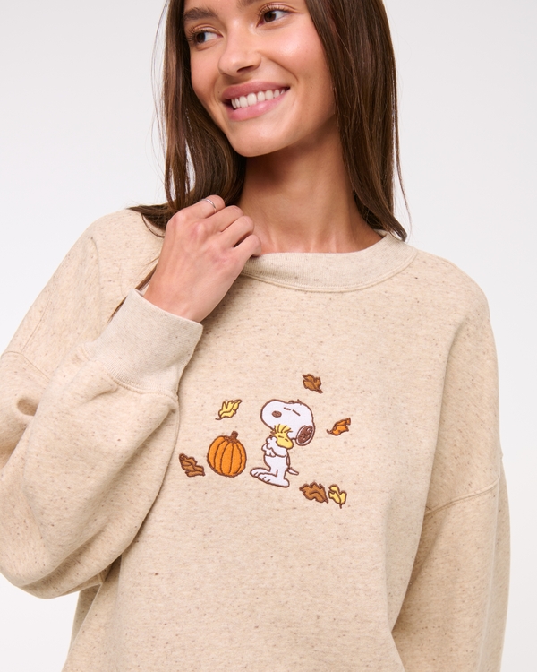 Snoopy Graphic Vintage Sunday Crew, Oatmeal view 1