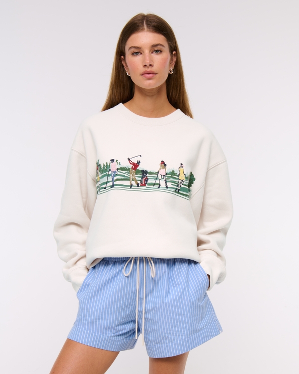 Golf Graphic Oversized Sunday Crew, Cream view 2
