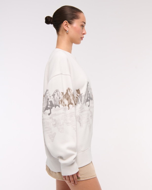 Horses Graphic Oversized Sunday Crew