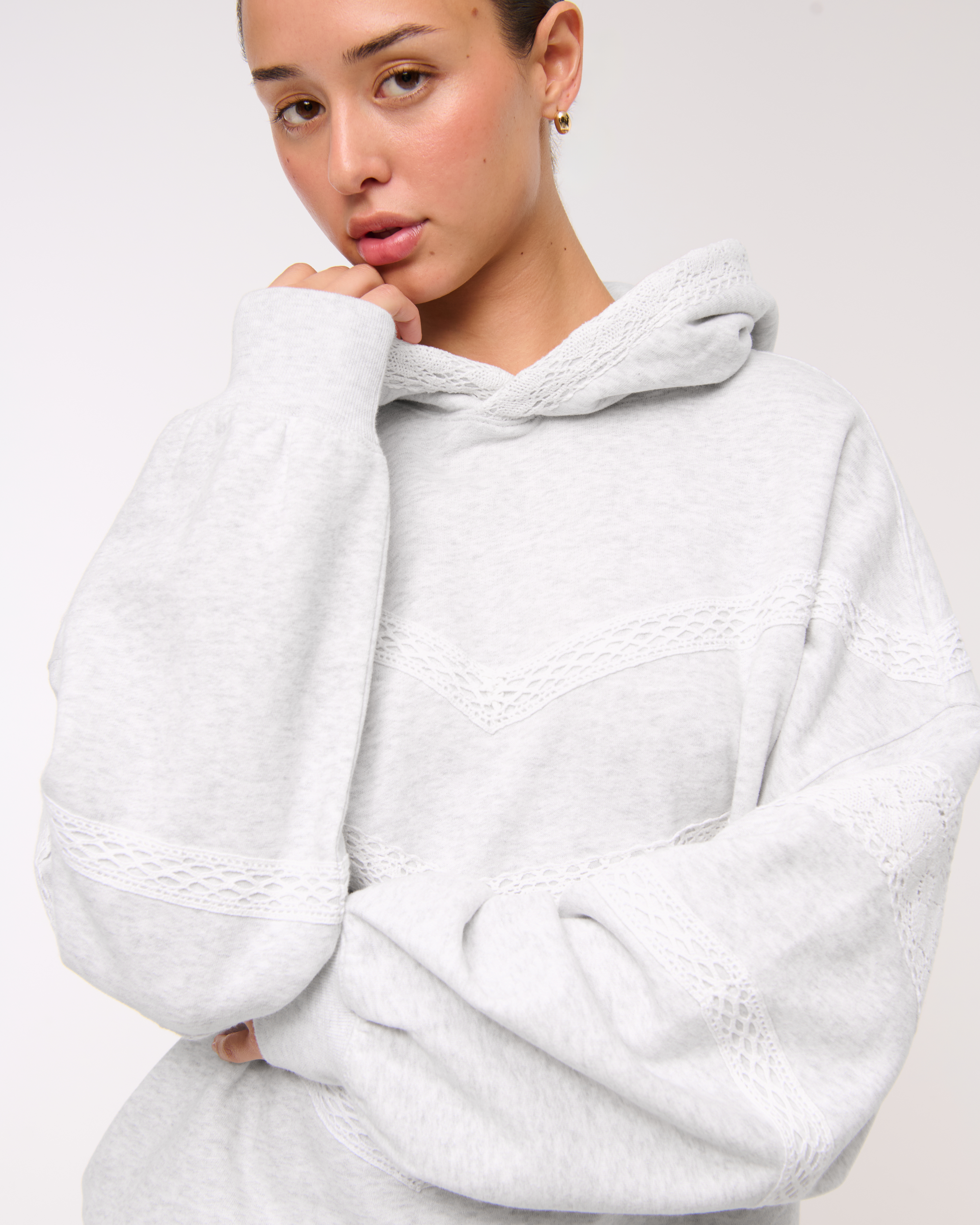 トップス Cotton lace heart sweatshirt Cotton Lace Heart Sweatshirt