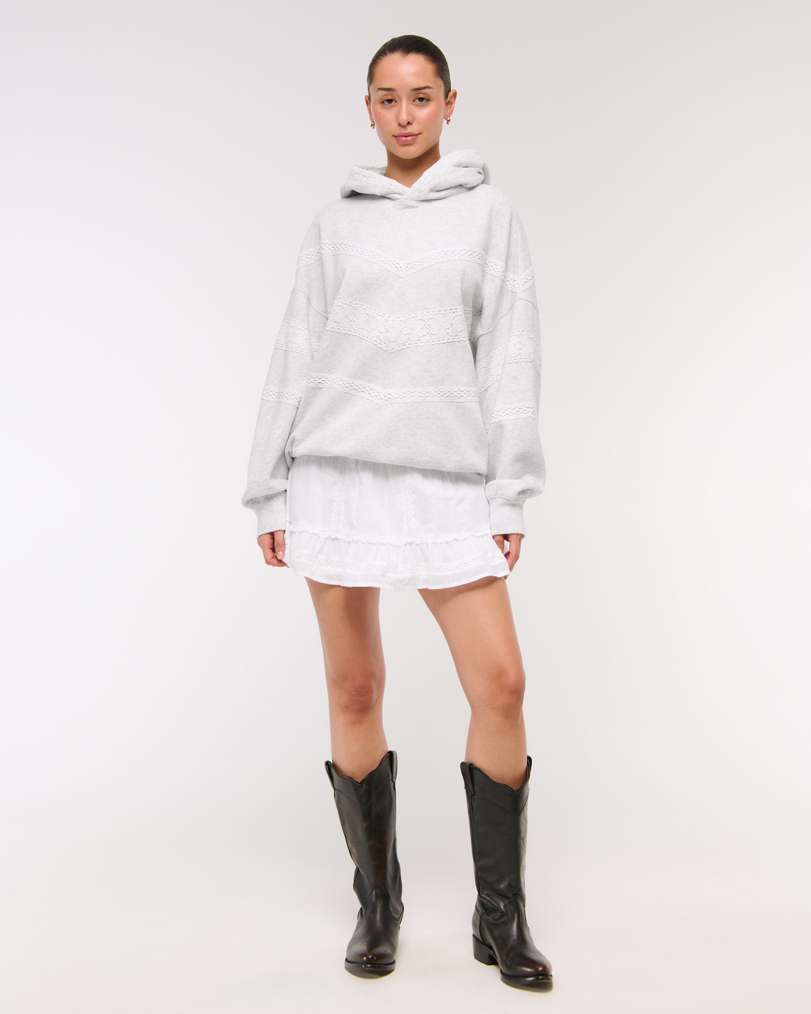 Lace-Trim Oversized Sunday Hoodie