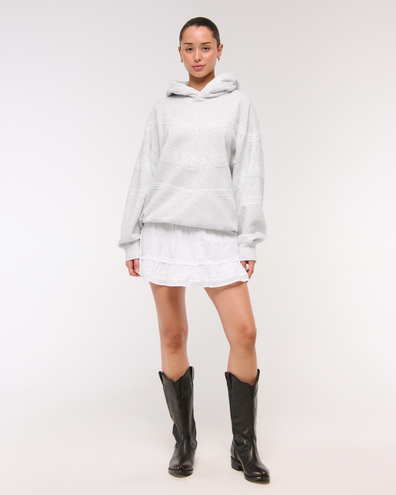 Lace-Trim Oversized Sunday Hoodie