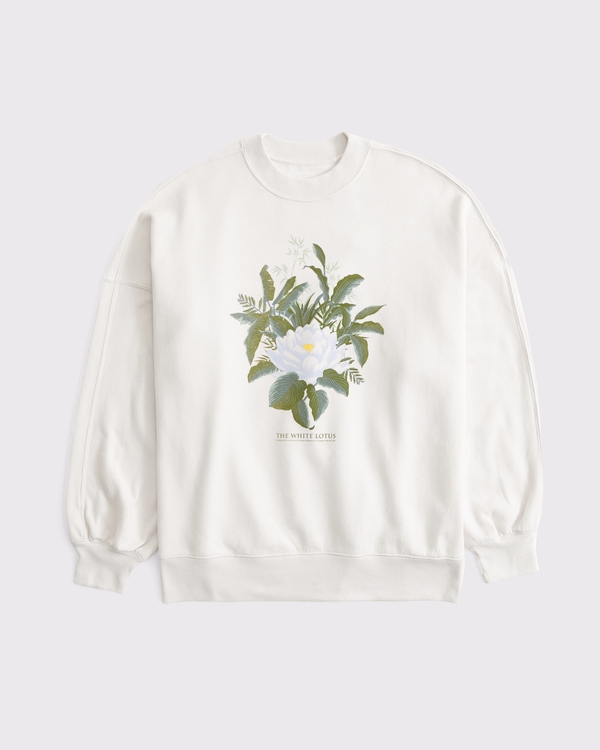 The White Lotus Graphic Oversized Sunday Crew, Cream view 1