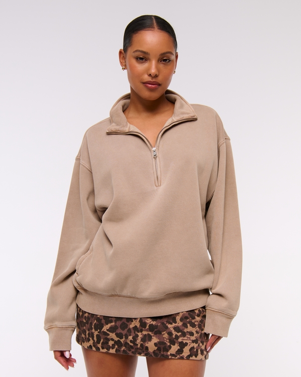 Essential Vintage Sunday Half-Zip, Light Brown view 1