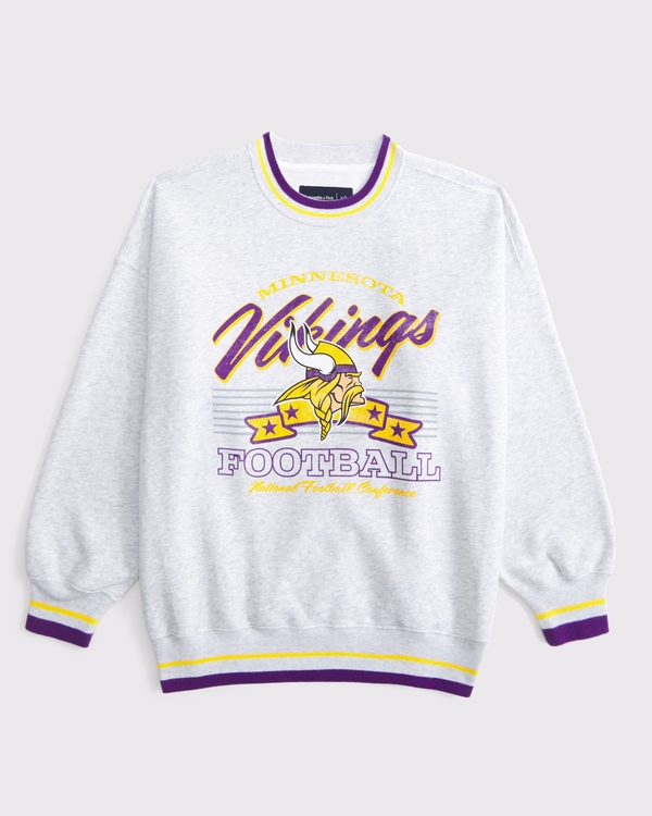 Minnesota Vikings Vintage Sunday Crew, Light Heather Gray - Vikings view 1