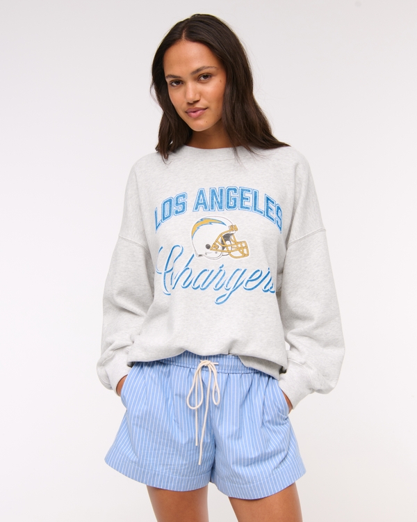 Los Angeles Chargers Graphic Vintage Sunday Crew, Light Heather Gray - Chargers view 1