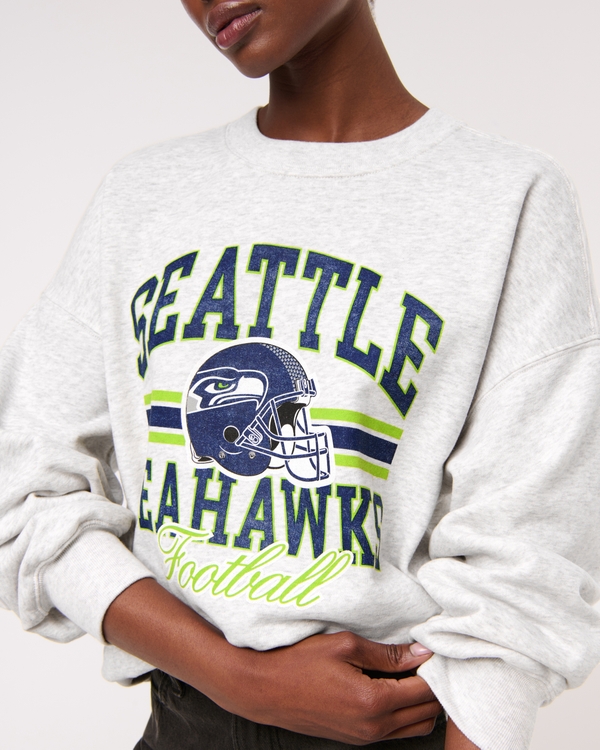 Seattle Seahawks Vintage Sunday Crew, Light Heather Gray - Seahawks view 1