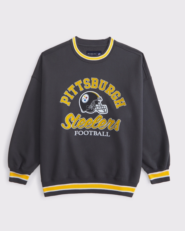 Pittsburgh Steelers Vintage Sunday Crew, Dark Gray - Steelers view 1