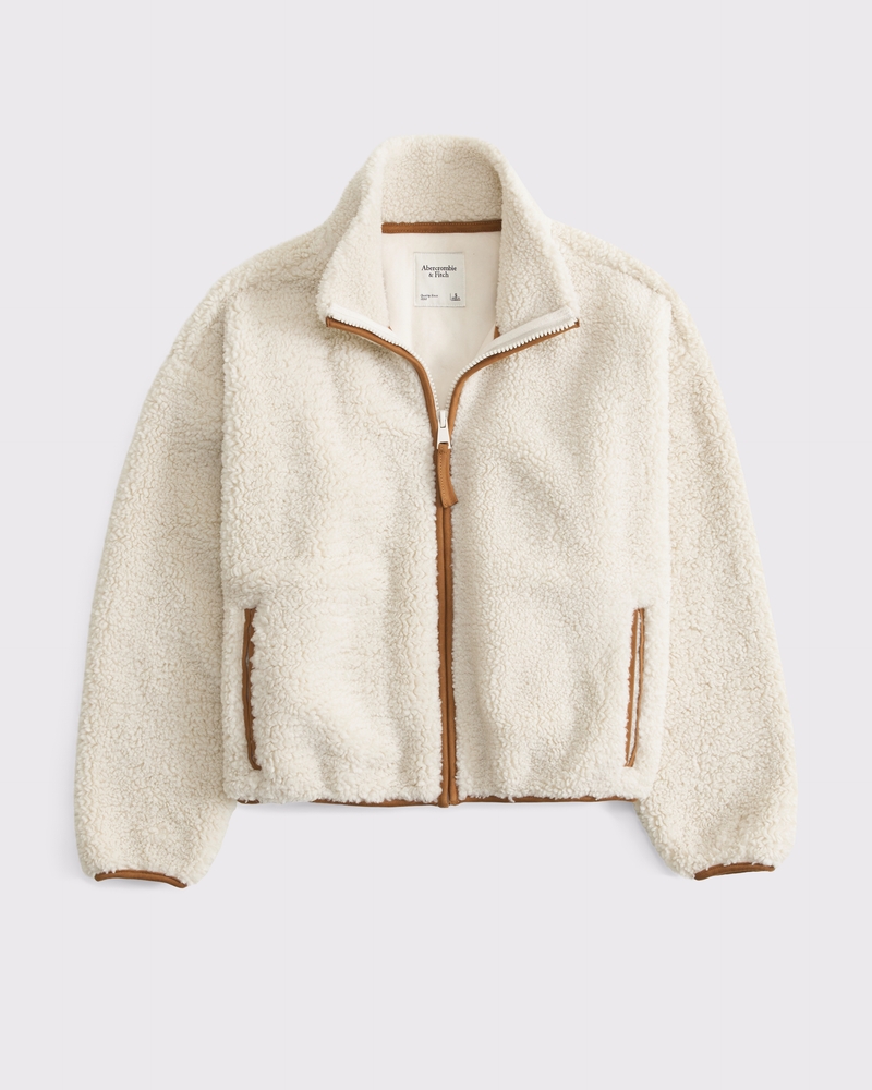 andmary Fluffy zip up jacket ベージュ OUTER