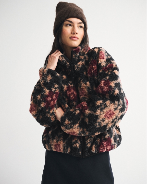 Sherpa Full-Zip Jacket, Black Pattern view 2