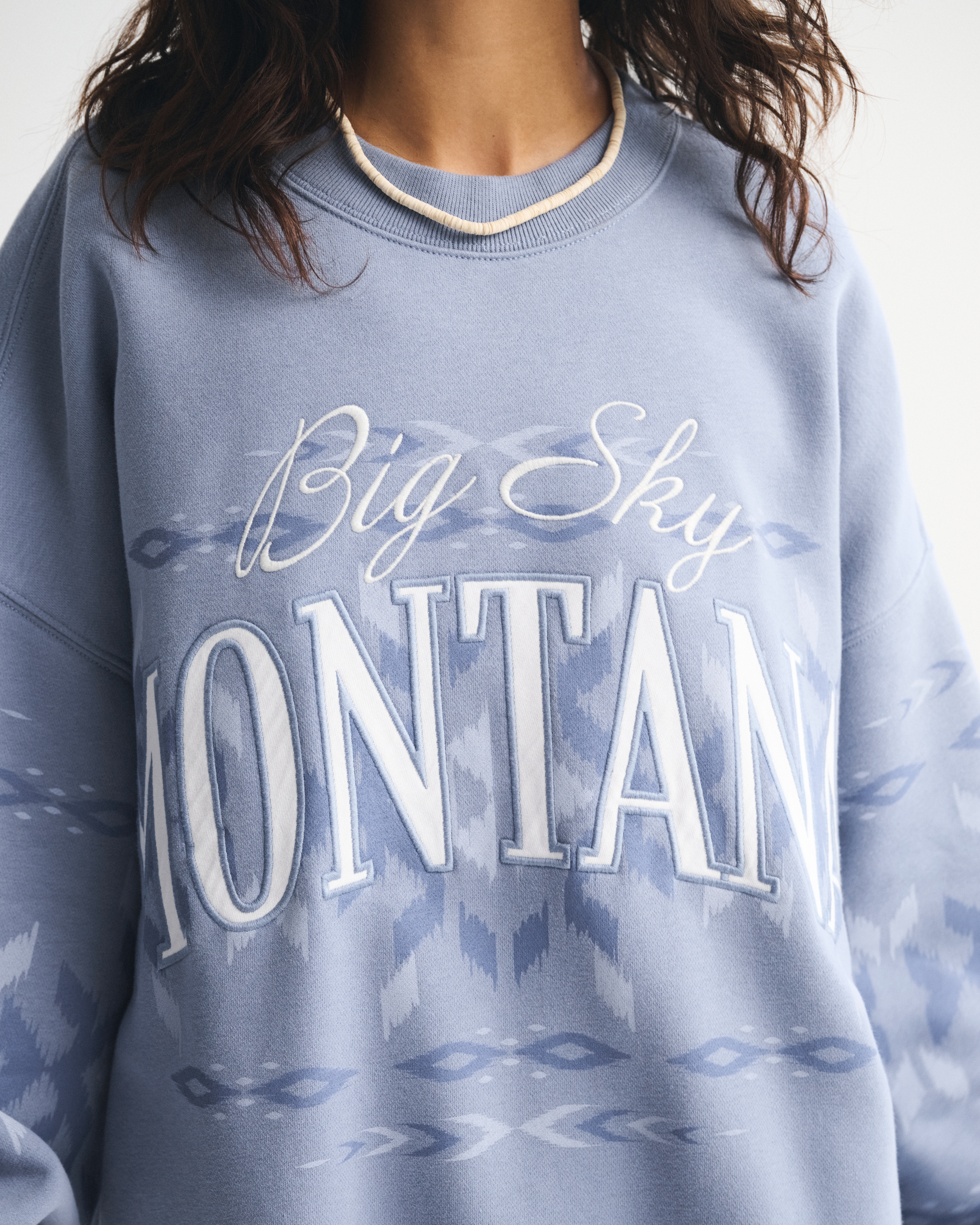 Abercrombie & Fitch Montana Oversized Sunday Crew In Blue