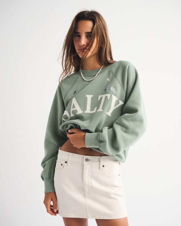 Graphic Raglan Classic Sunday Crew, Ocean Green view 1
