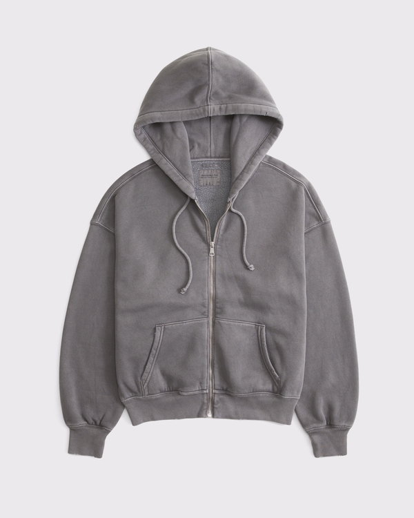 Sudadera Sunday extragrande de cremallera completa con capucha, Gris Oscuro view 1