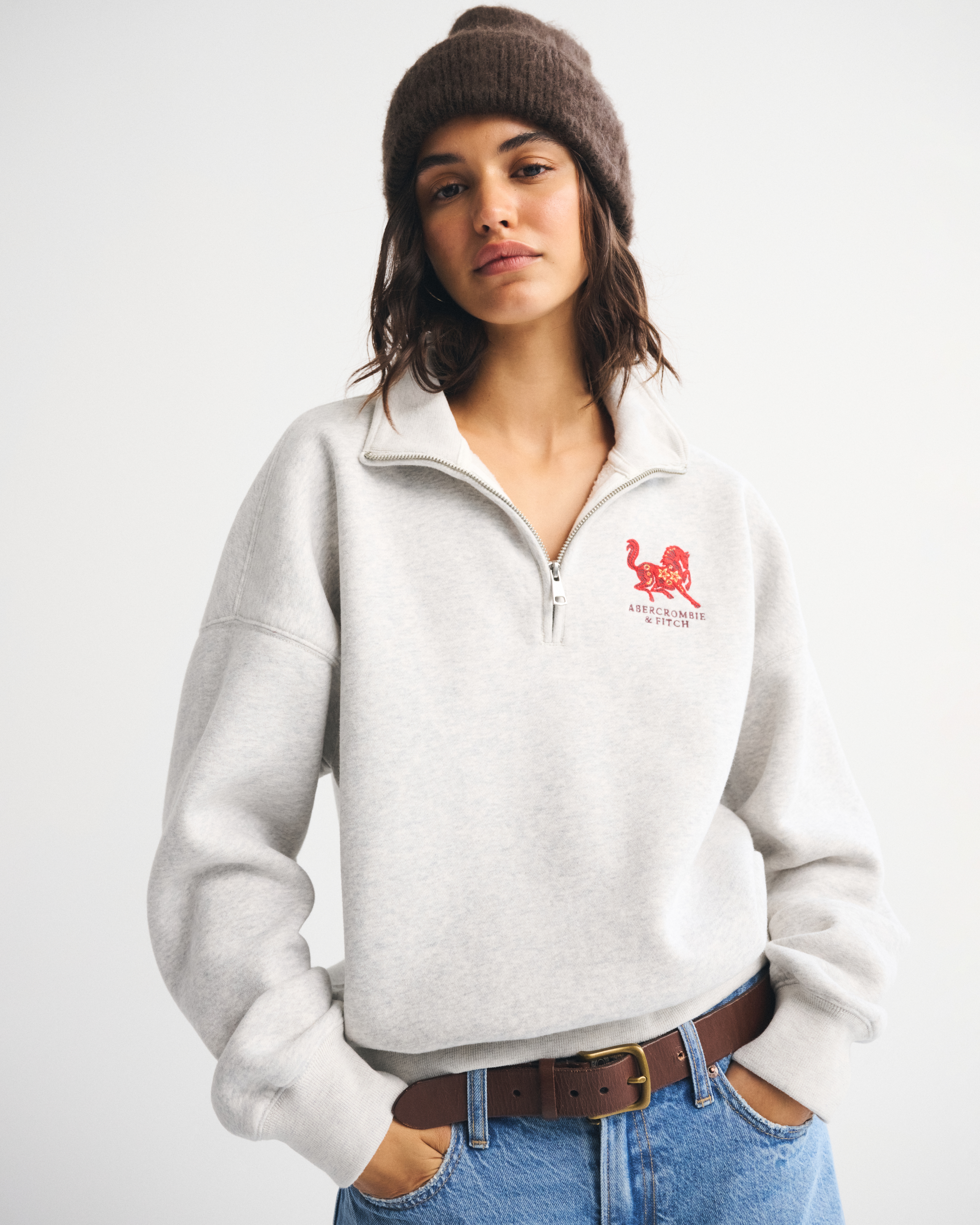 Женская толстовка Abercrombie & Fitch Sunday на полузастёжке — фото 2