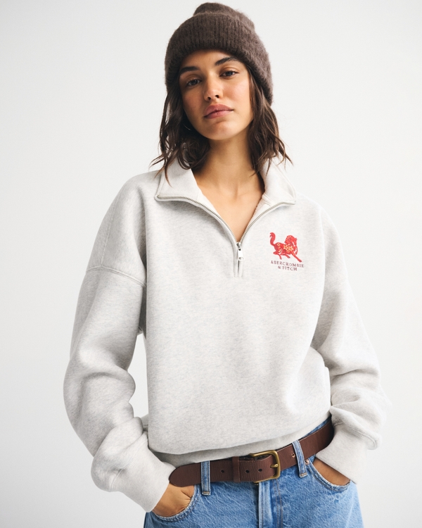 Lunar New Year Sunday Half-Zip, Light Gray view 1