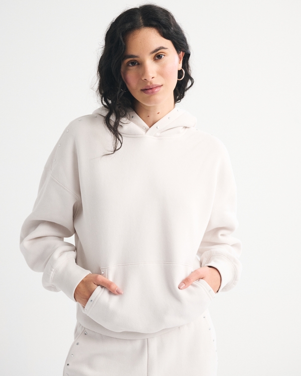 Sunday Hoodie, Cream With Studs view 1