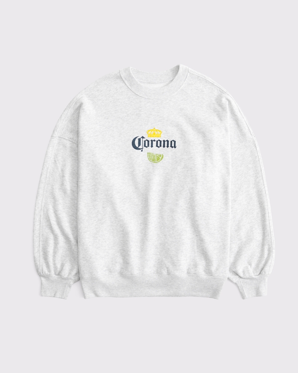 Corona Oversized Sunday Crew, Light Gray view 1
