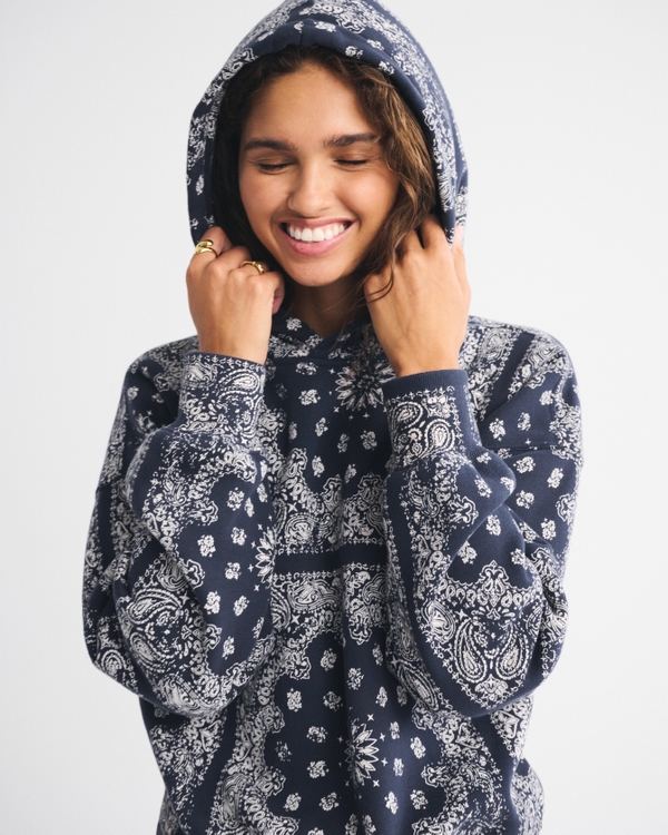 Sunday Hoodie, Navy Paisley view 1