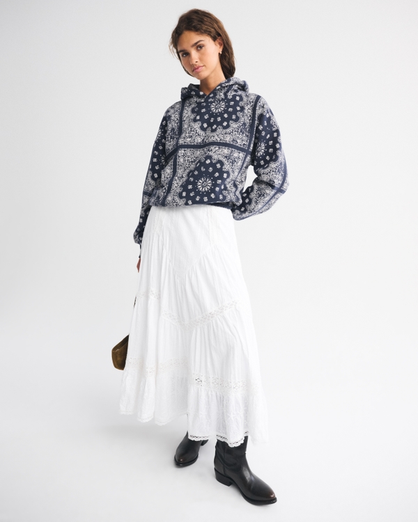 Sunday Hoodie, Navy Paisley view 2