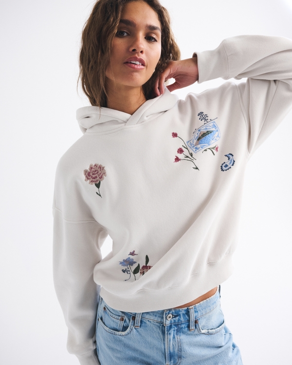Doodle Sunday Hoodie, Cream view 1