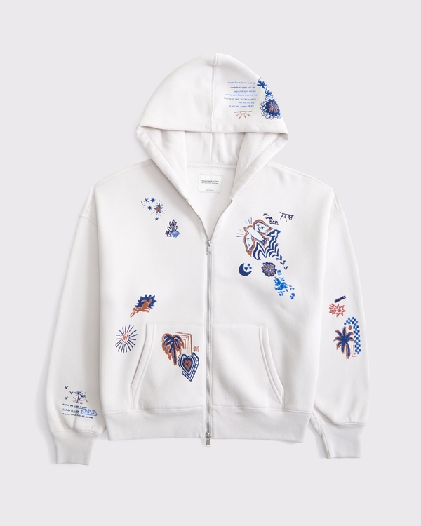 Doodle Sunday Hooded Full-Zip, Feather Gray view 1