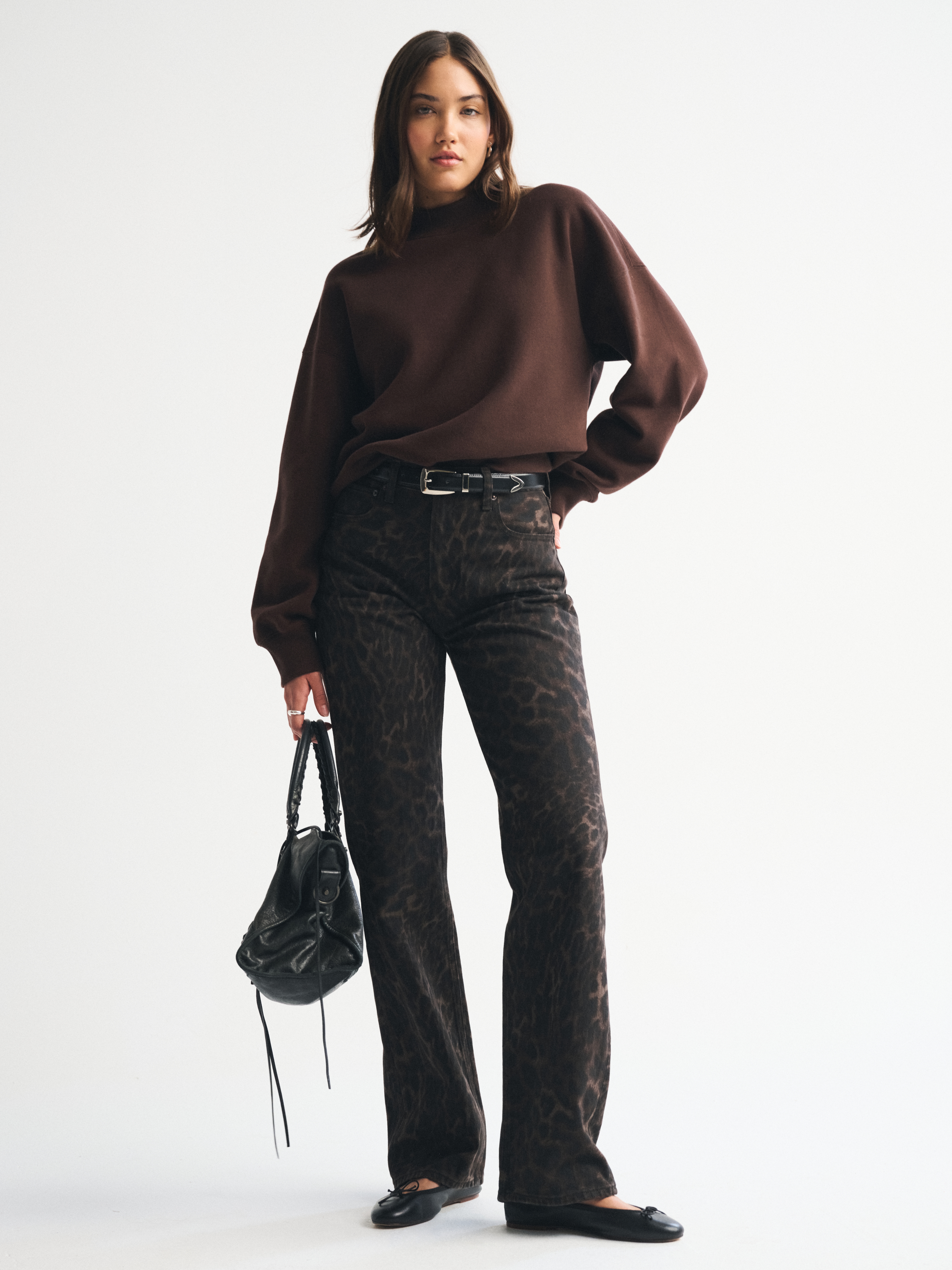 Abercrombie & Fitch Sunday Mockneck Crew In Brown