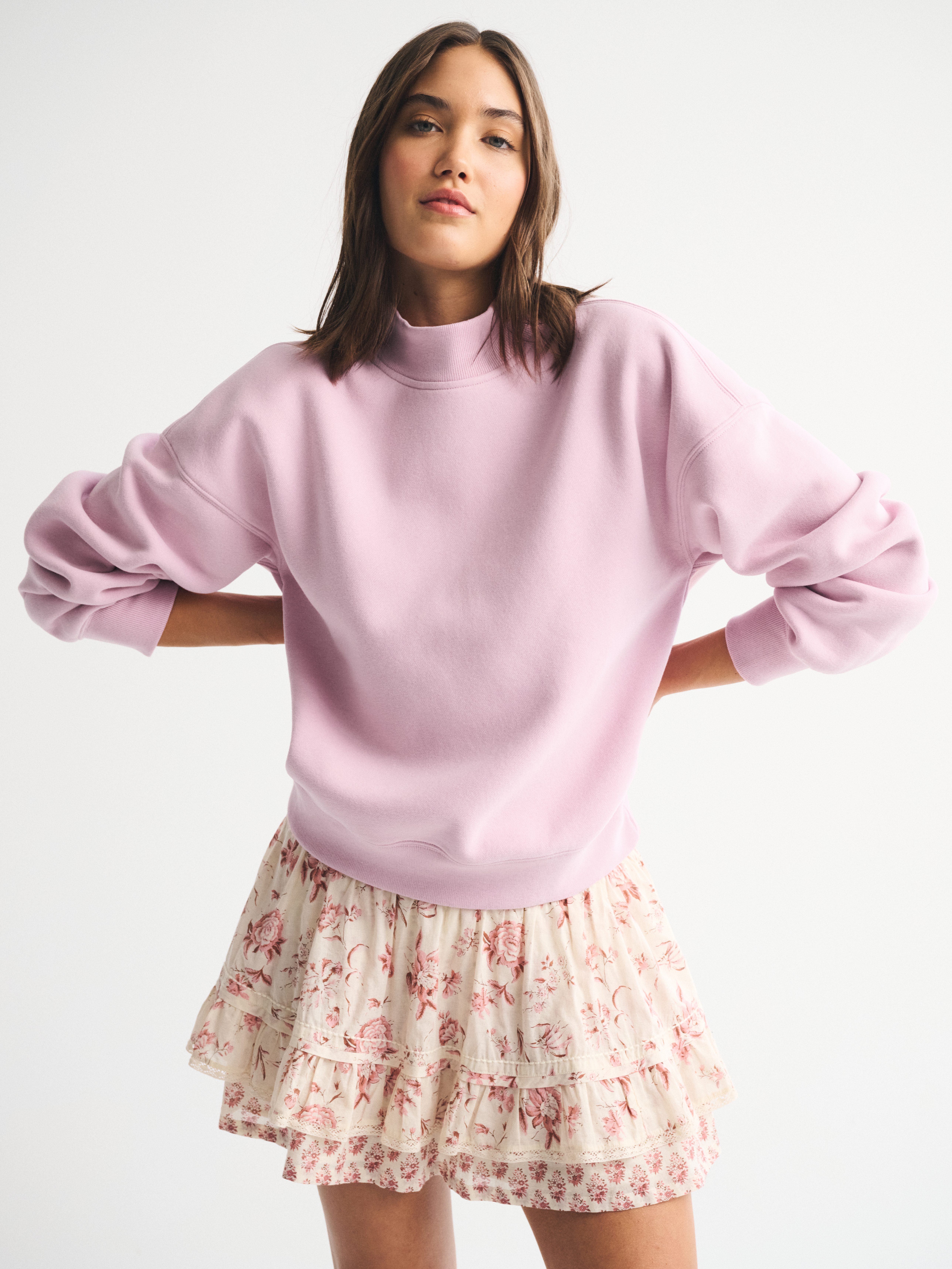 Abercrombie & Fitch Sunday Mockneck Crew In Purple