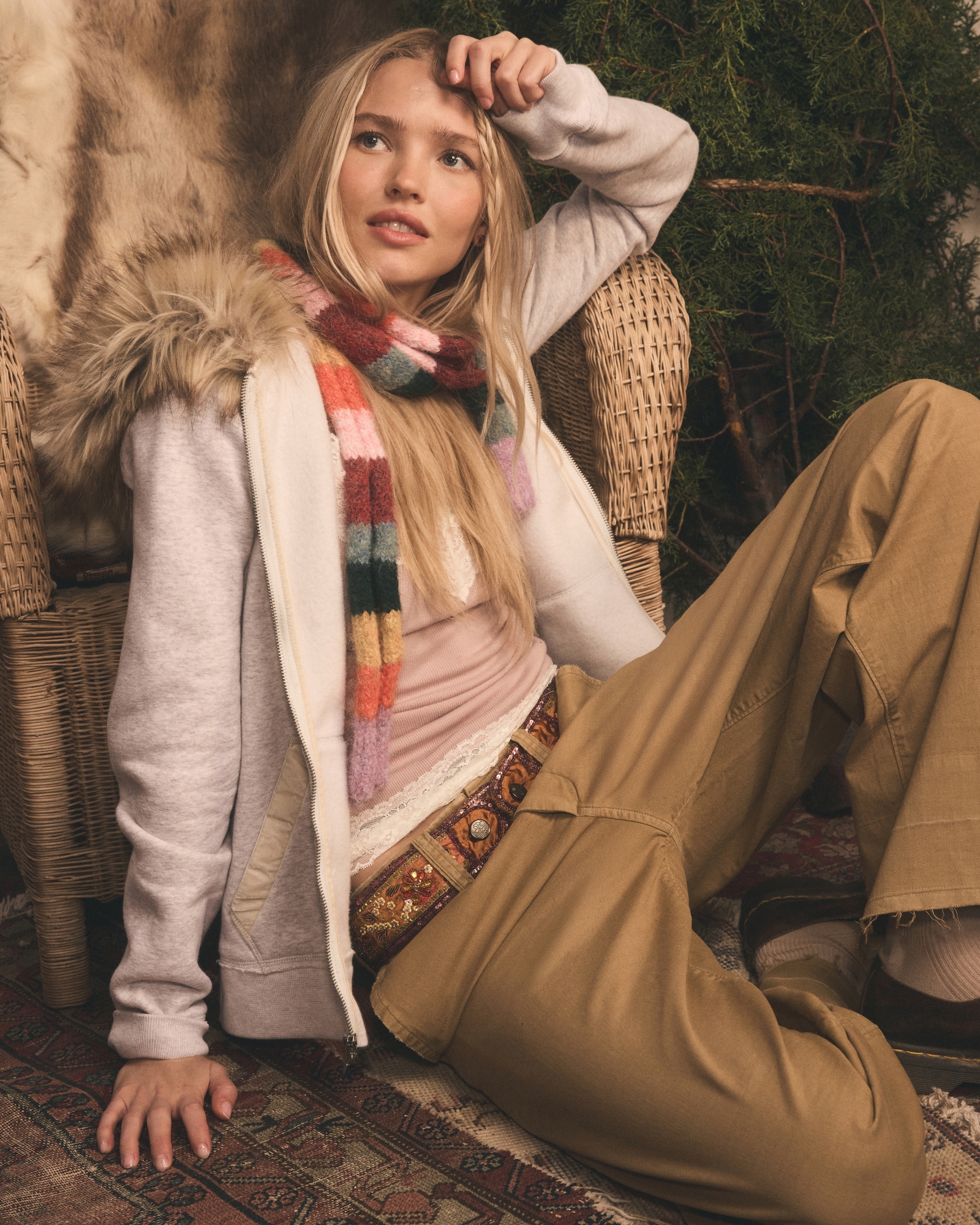 Faux Fur-Lined Full-Zip Hoodie