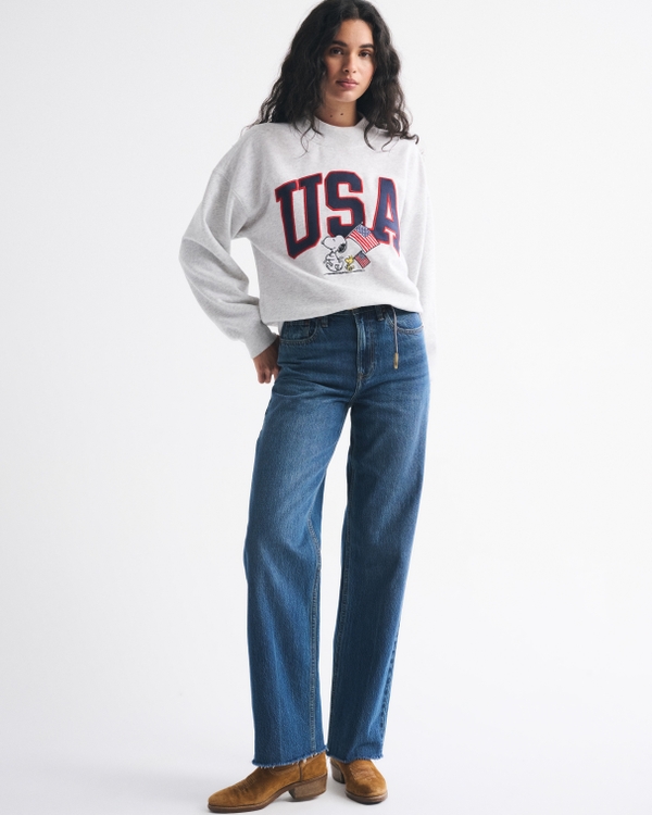 Snoopy Sunday Mockneck Crew, Light Gray view 2