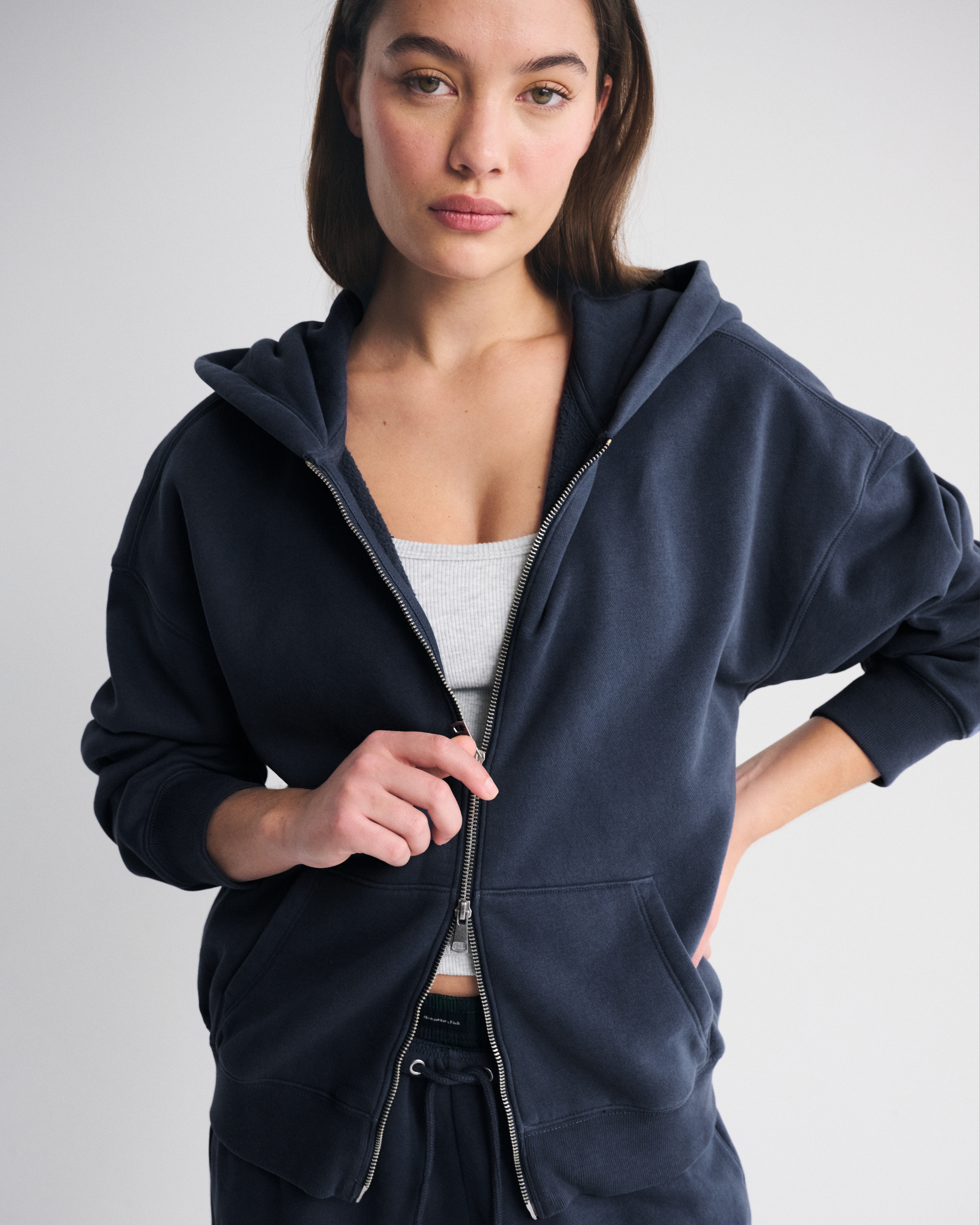 Abercrombie & Fitch Sunday Hooded Full-zip In Blue