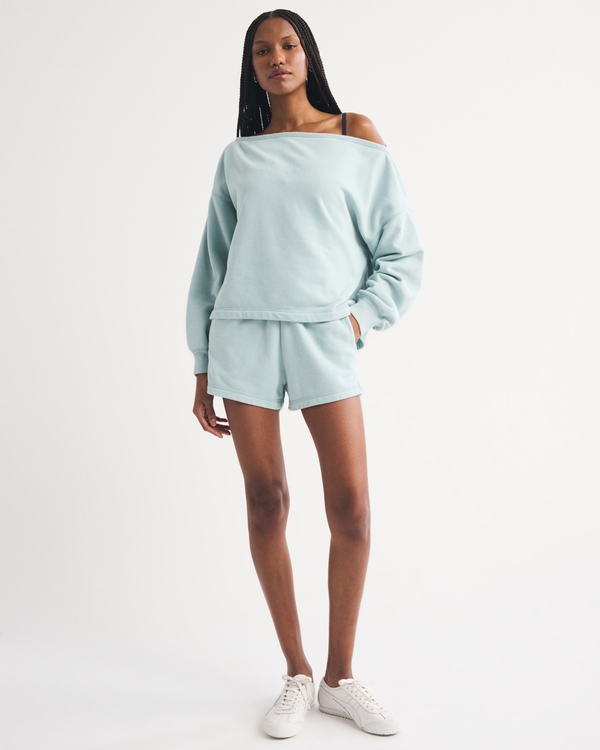 Sunday Terry Off-The-Shoulder Top, Misty Green view 2