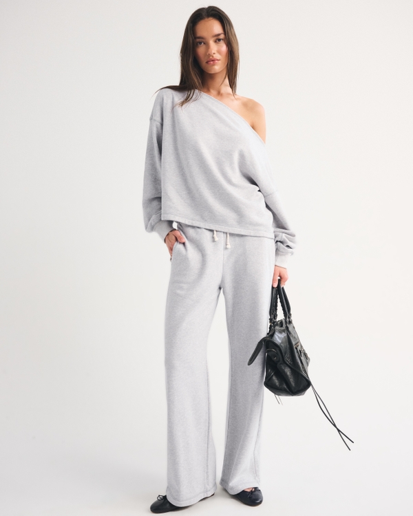 Sunday Terry Off-The-Shoulder Top, Light Gray view 2