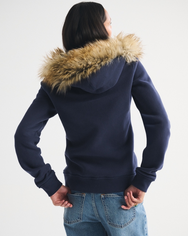 Women's Faux Fur-Lined Logo Full-Zip Hoodie | Women's Tops