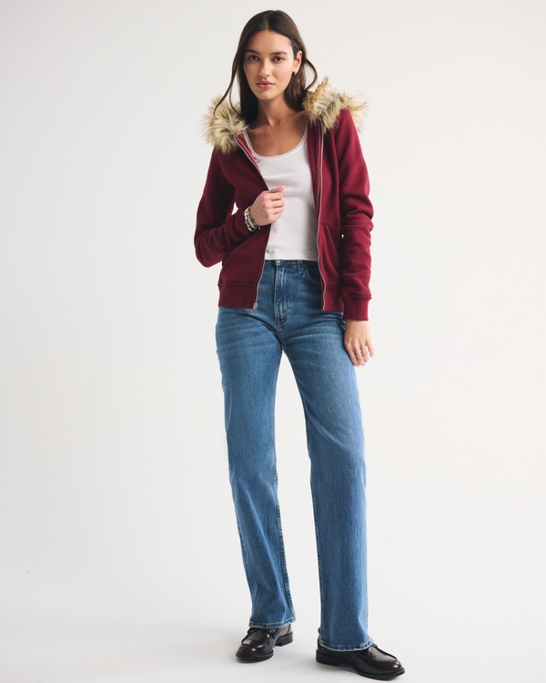 Women's Faux Fur-Lined Full-Zip Hoodie | Women's Clearance
