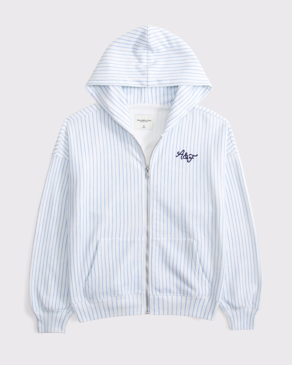 Sunday Hooded Full-Zip, Blue And White Stripe view 1