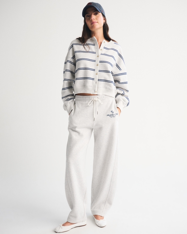 Sunday Shrunken Cardigan, Light Gray Stripe view 2