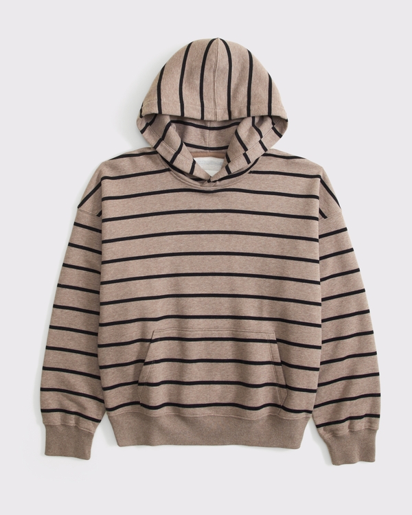 Sunday Popover Hoodie, Light Brown Stripe view 1