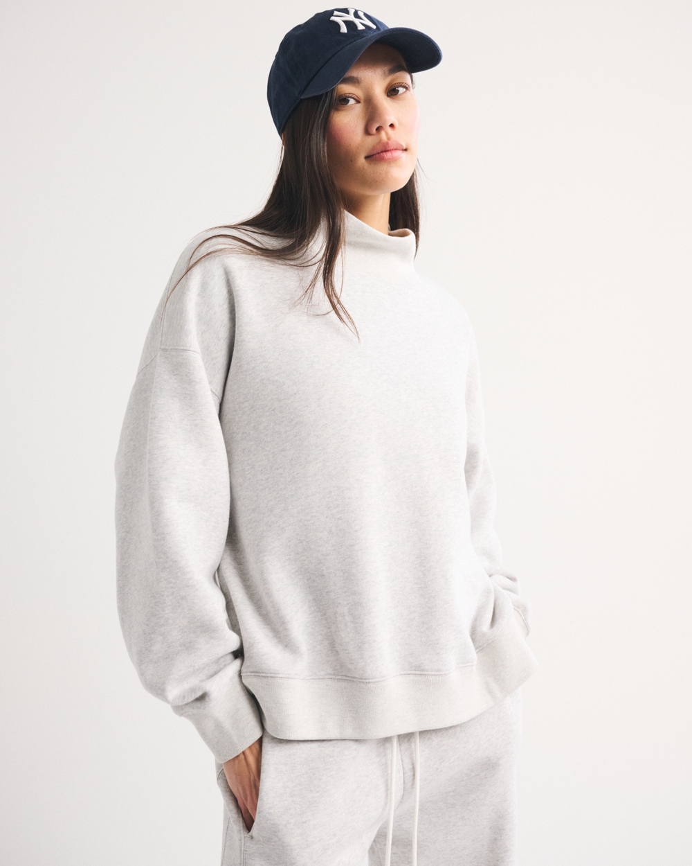 Sunday Oversized Funnel-Neck Sweatshirt