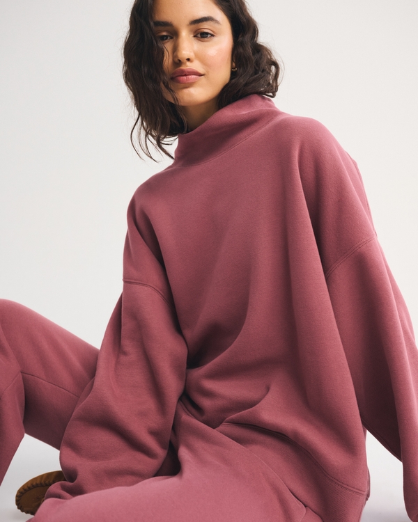 Sunday Oversized Funnel Neck Sweatshirt, Cool Blush view 1