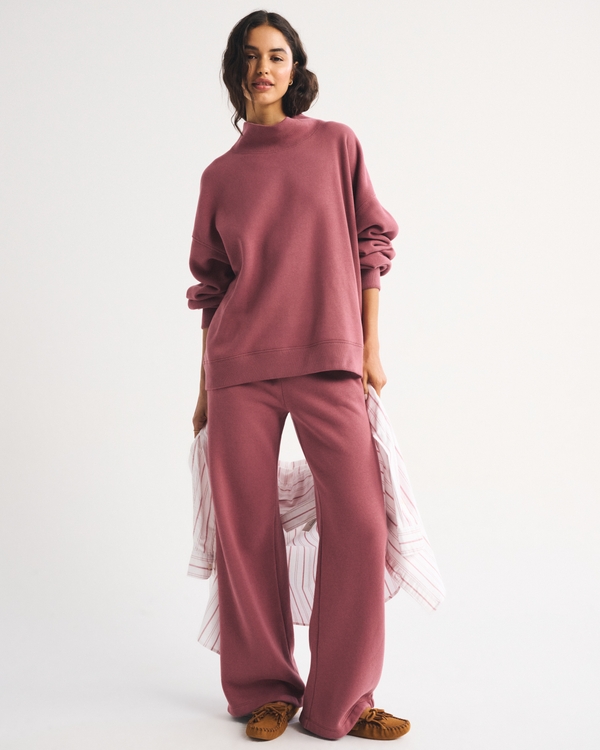 Sunday Oversized Funnel Neck Sweatshirt, Cool Blush view 2