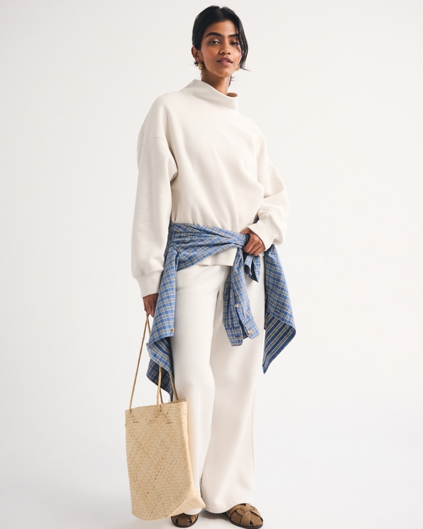 Sunday Oversized Funnel Neck Sweatshirt, Light Sand view 2