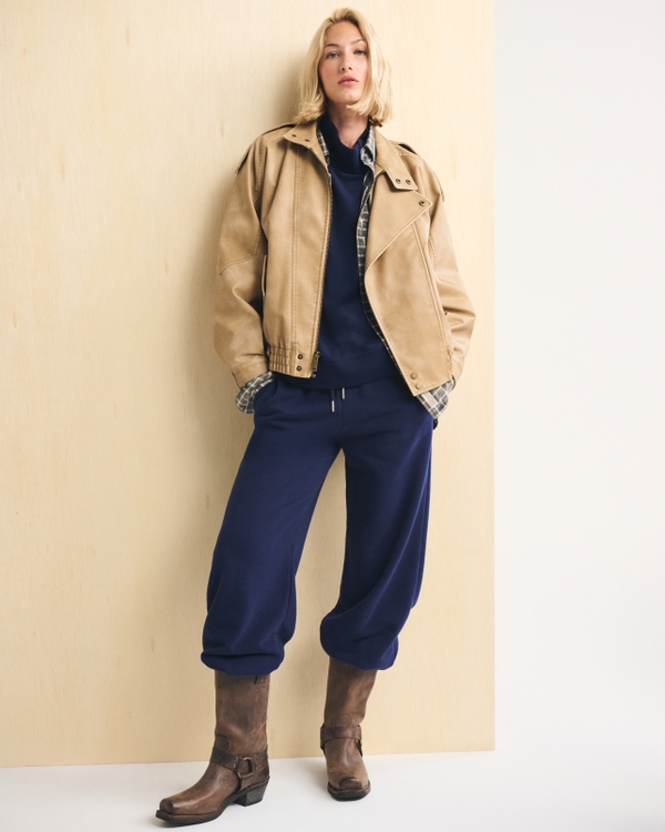 Sunday Oversized Funnel Neck Sweatshirt, Muted Navy view 2