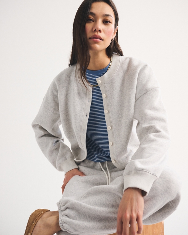 Sunday Shrunken Cardigan, Light Gray view 1