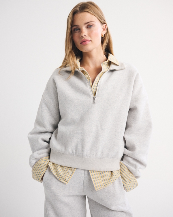 Sunday Half-Zip Sweatshirt, Light Grey Sd/texture view 1