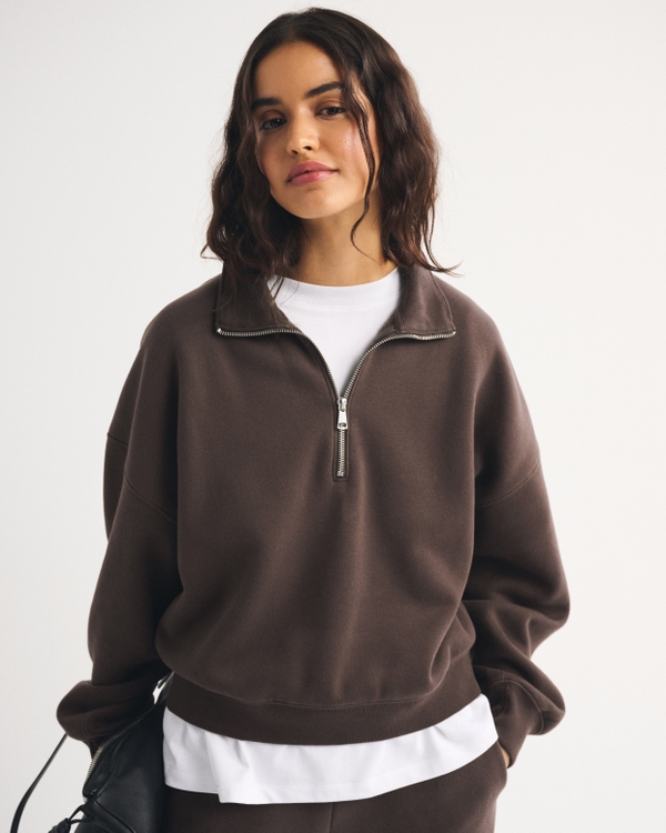 Sunday Half Zip Sweatshirt, Black Walnut view 1