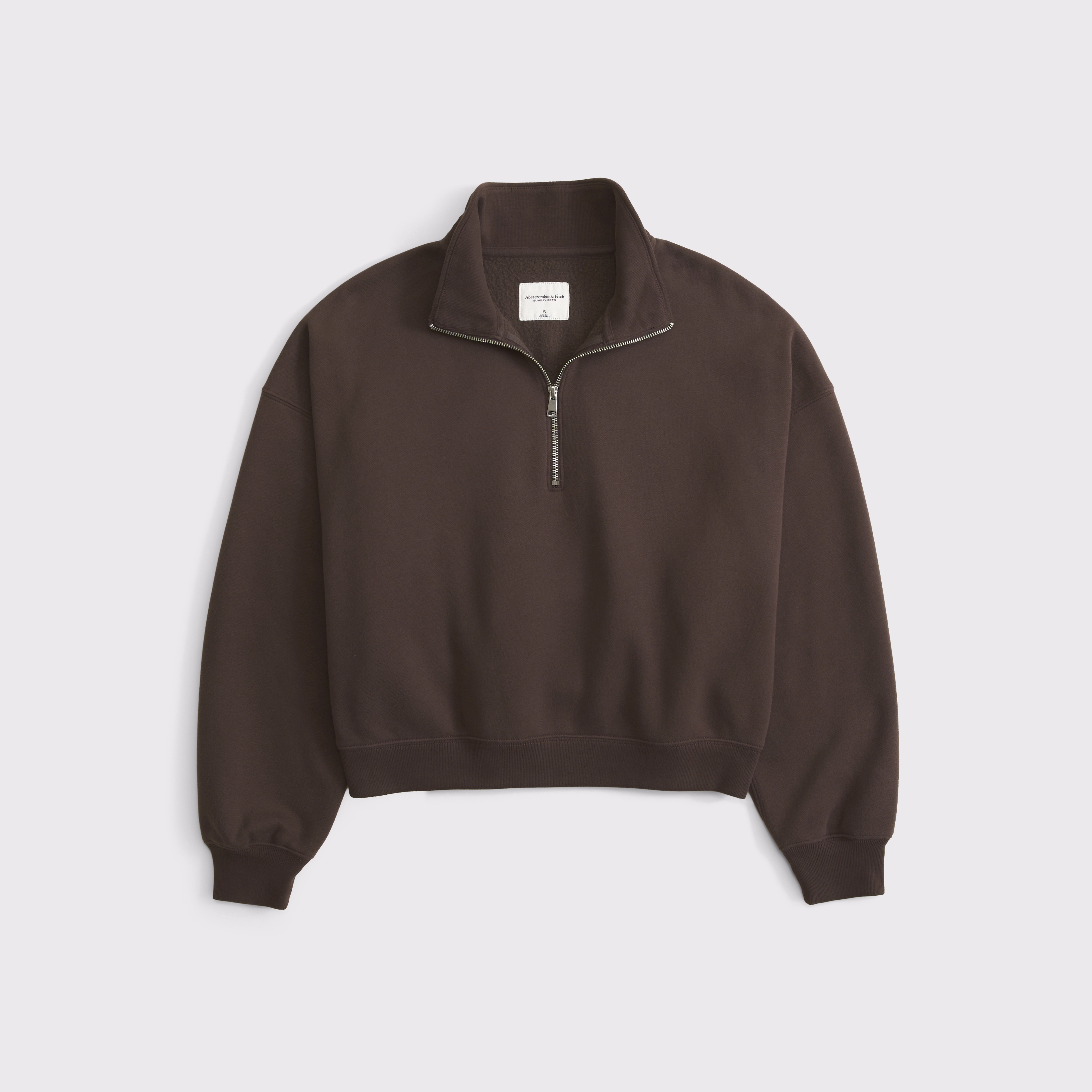 Женский свитшот Abercrombie & Fitch Sunday Half Zip, цвет: Чёрный орех
